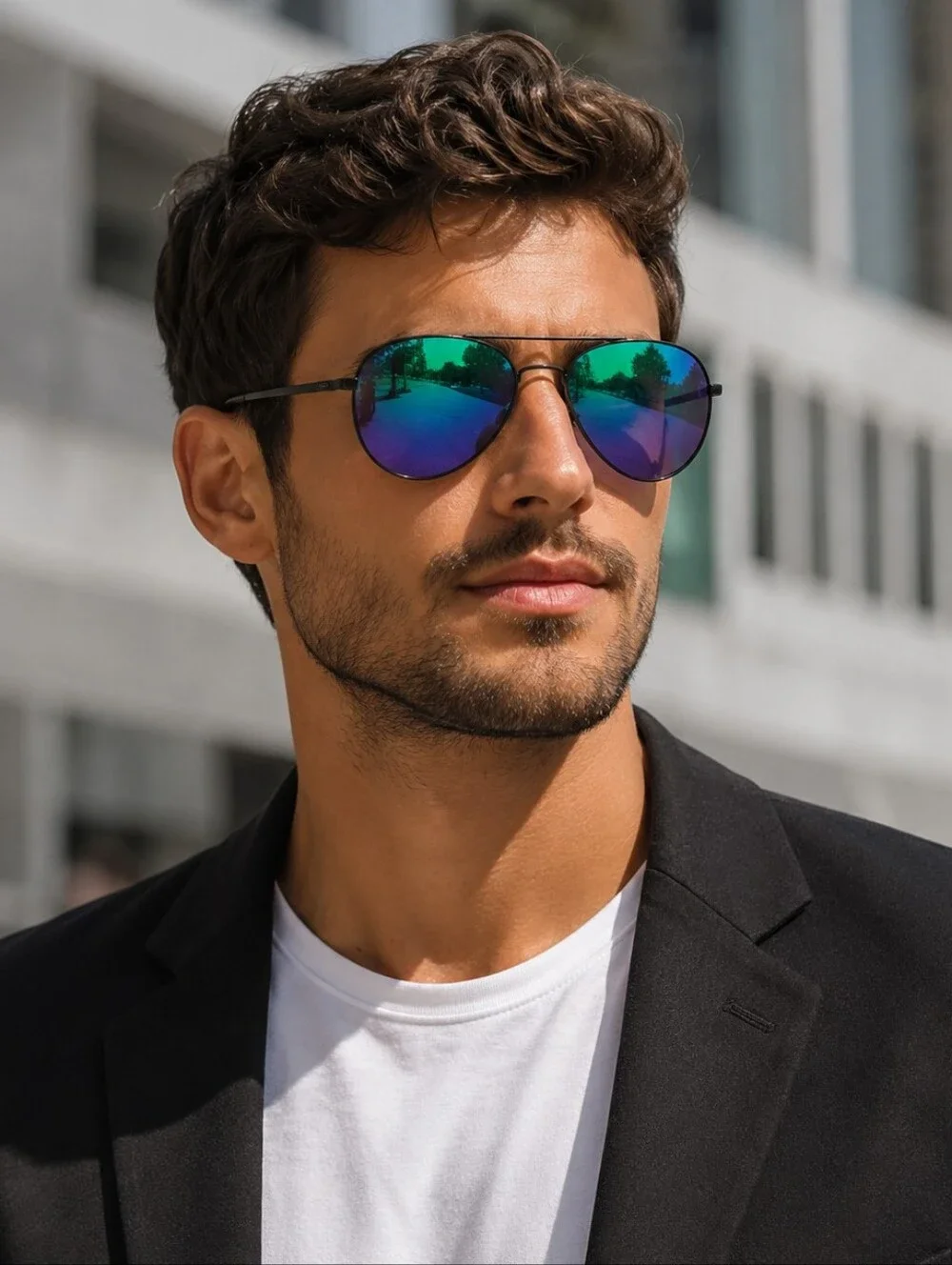Off-White Virgil Abloh Gradient Aviator Sunglasses Blue Purple Mirror NWT